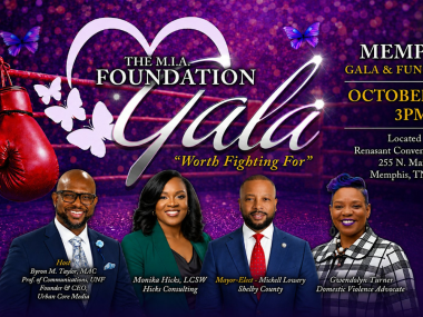 The M.I.A. Foundation “Worth Fighting For” Gala & Fundraiser graphic featuring boxing gloves, butterflies, event speakers and October 18 event details.