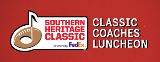 Southern Heritage Classic Coaches Luncheon graphic featuring the Southern Heritage Classic Presented by FedEx logo