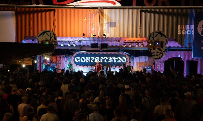 Band plays in front of Gonerfest crowd.
