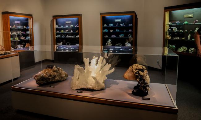 Rocks, minerals and gems exhibit at Pink Palace Museum &amp; Mansion.